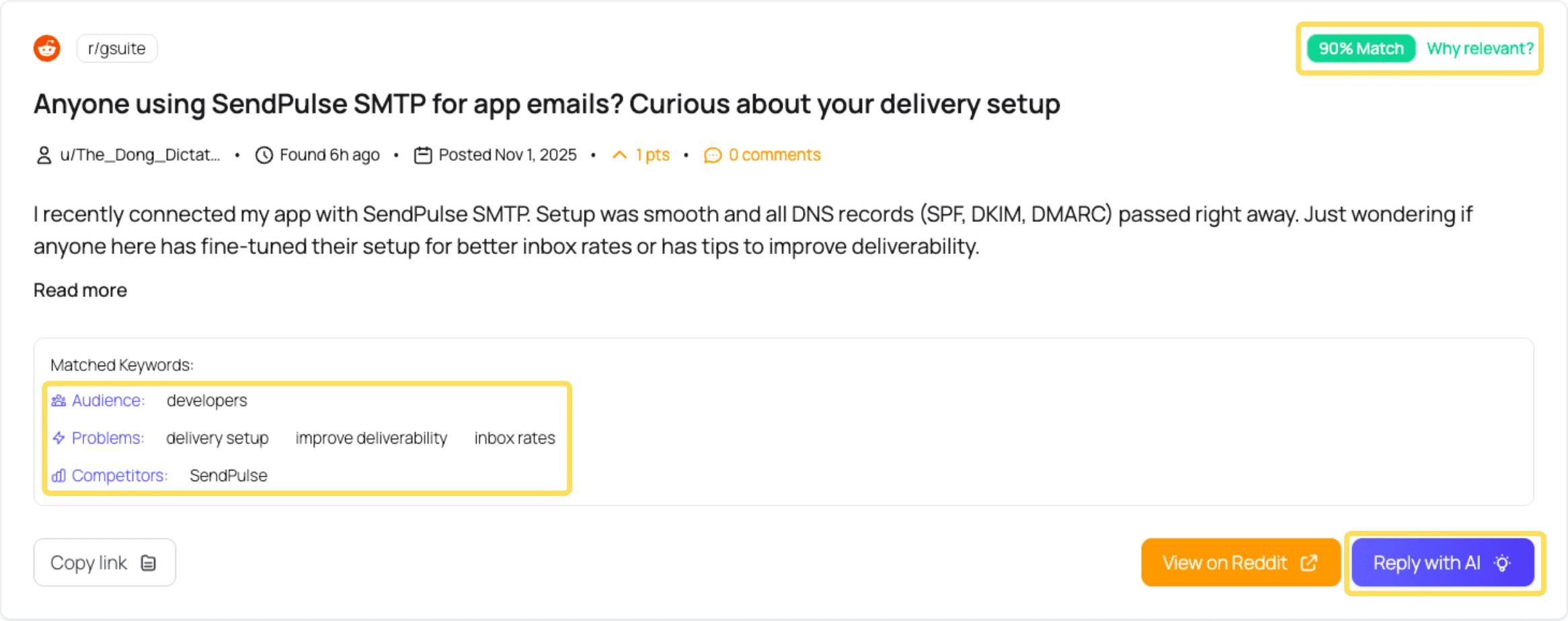 BuzzScout Post Screenshot - High-Intent Reddit Opportunities